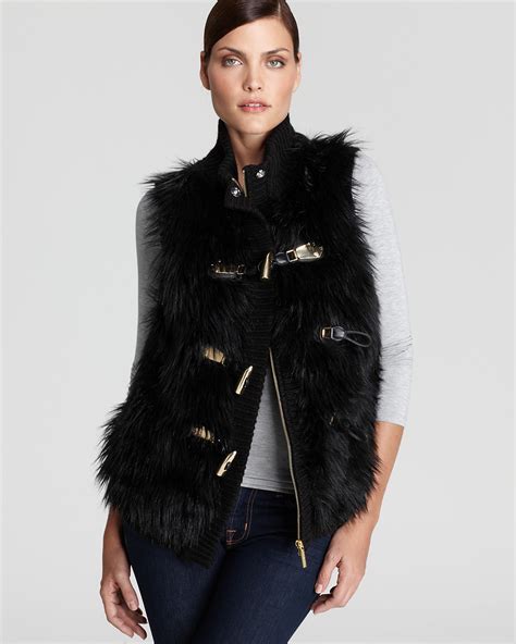 michael kors fur vest with gold chain|mike Kors faux fur vest.